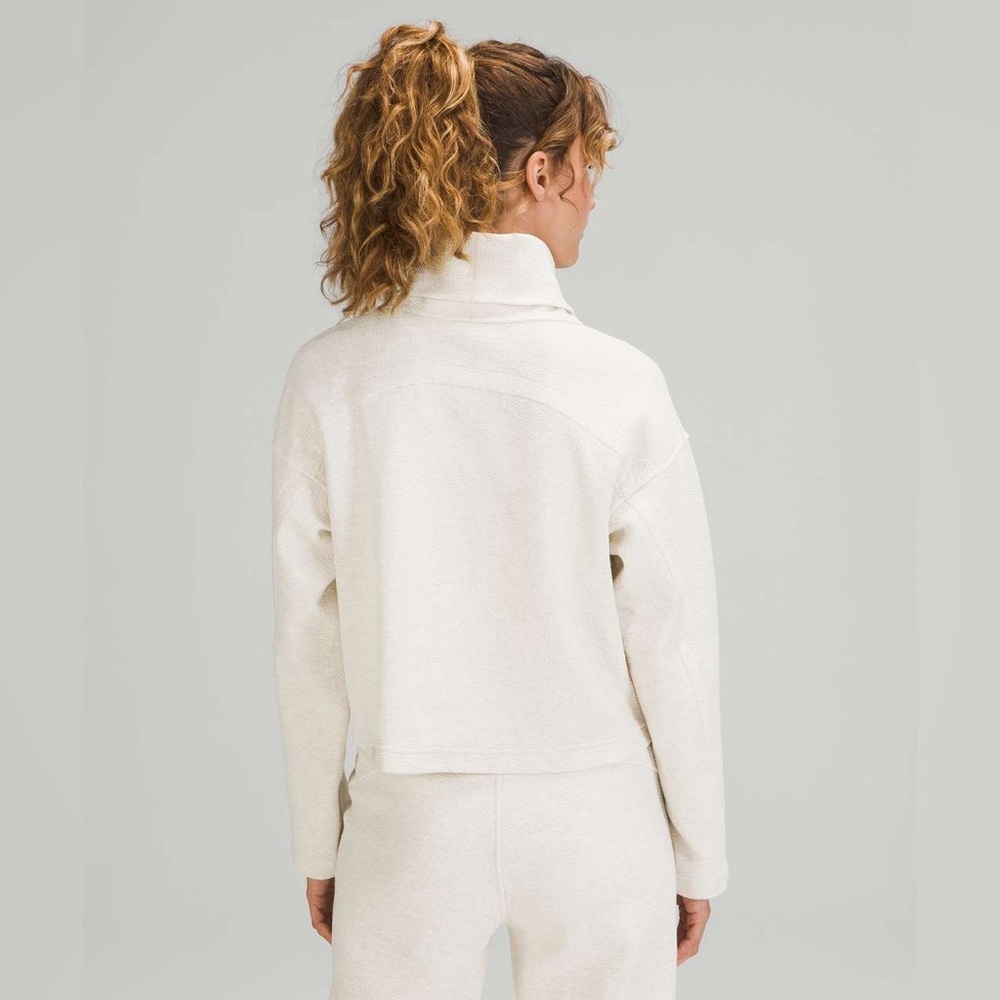 Lululemon Ribbed Funnel Neck Pullover - Heathered White Opal